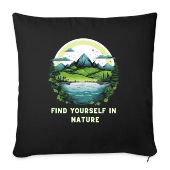Bergsee-Idylle T-Shirt - Schönheit der Natur fest - Sofakissenbezug 45 x 45 cm - Schwarz - Vorne