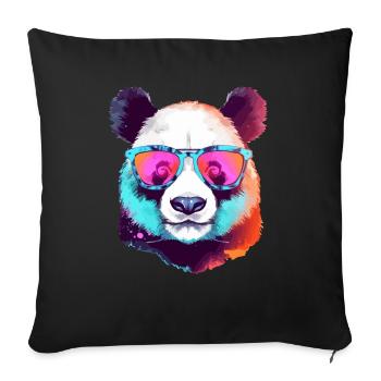 Koka le panda à lunettes - Housse de coussin décorative 45 x 45 cm - noir - Devant