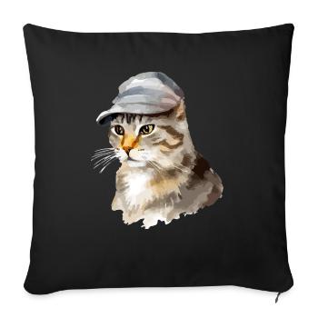 Miki le chat au chapeau - Housse de coussin décorative 45 x 45 cm - noir - Devant