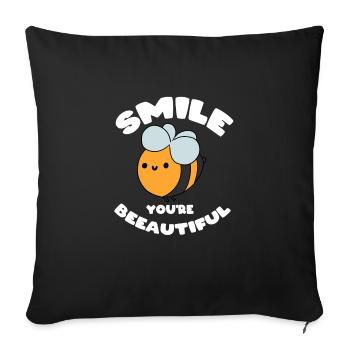 Smile You are bee-industrious - Sofa pillowcase 17,3'' x 17,3'' (45 x 45 cm) - black - Front