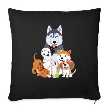 Funny Hunde Team - Sofakissenbezug 45 x 45 cm - Schwarz - Vorne