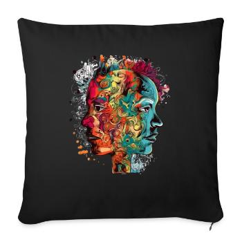 Double portraits - Housse de coussin décorative 45 x 45 cm - noir - Devant