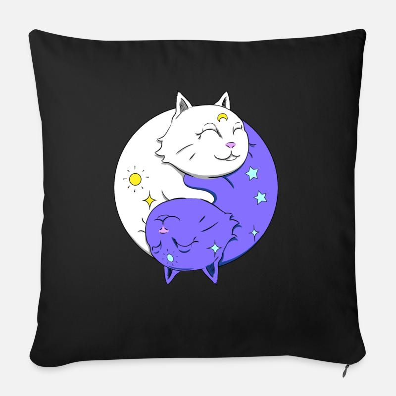 YING YANG CHAT - Sofakissenbezug 45 x 45 cm - Schwarz