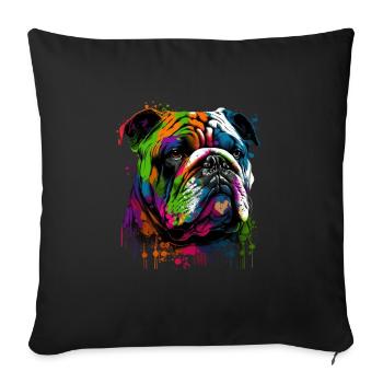 English Bulldog Pop Art I Dog Lover I Splash Art - Sofa pillowcase 17,3'' x 17,3'' (45 x 45 cm) - black - Front