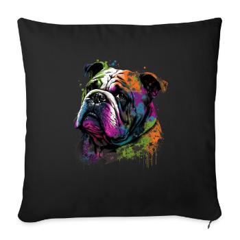 English Bulldog Pop Art I Dog Lover I Splash Art - Sofa pillowcase 17,3'' x 17,3'' (45 x 45 cm) - black - Front