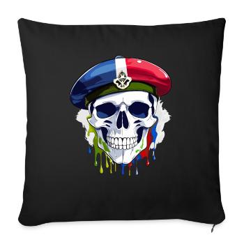 Skull military beret France - Sofa pillowcase 17,3'' x 17,3'' (45 x 45 cm) - black - Front