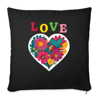 Amour - Liebe - Coeur - Sofakissenbezug 45 x 45 cm - Schwarz - Vorne