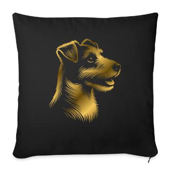 Russell Terrier drawing head bronze, gold - Sofa pillowcase 17,3'' x 17,3'' (45 x 45 cm) - black - Front