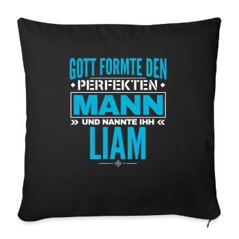 Liam Name Design - Sofakissenbezug 45 x 45 cm - Schwarz - Vorne