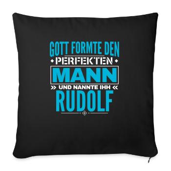 Rudolf Name Design - Sofakissenbezug 45 x 45 cm - Schwarz - Vorne