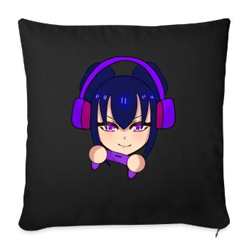 Gaming Kawaii, Anime Girl Playing Games - Sofa pillowcase 17,3'' x 17,3'' (45 x 45 cm) - black - Front