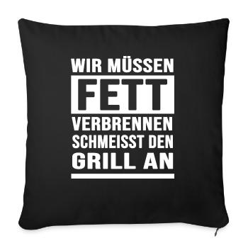 Grillen BBQ Grillmaster grillt "verbrennt Fett" - Sofakissenbezug 45 x 45 cm - Schwarz - Vorne