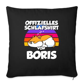 Offizielles Schlafshirt Von Boris - Sofakissenbezug 45 x 45 cm - Schwarz - Vorne
