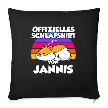 Offizielles Schlafshirt Von Jannis - Sofakissenbezug 45 x 45 cm - Schwarz - Vorne