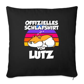 Offizielles Schlafshirt Von Lutz - Sofakissenbezug 45 x 45 cm - Schwarz - Vorne