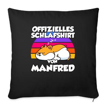 Offizielles Schlafshirt Von Manfred - Sofakissenbezug 45 x 45 cm - Schwarz - Vorne