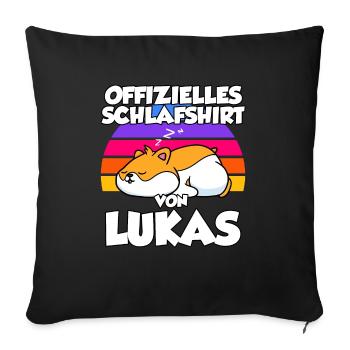 Offizielles Schlafshirt Von Lukas - Sofakissenbezug 45 x 45 cm - Schwarz - Vorne