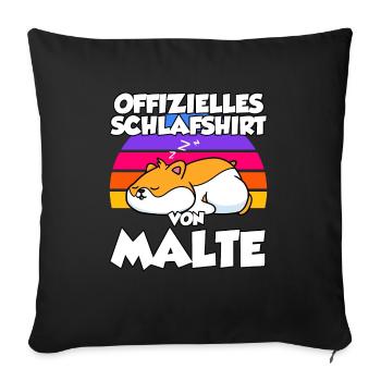 Offizielles Schlafshirt Von Malte - Sofakissenbezug 45 x 45 cm - Schwarz - Vorne