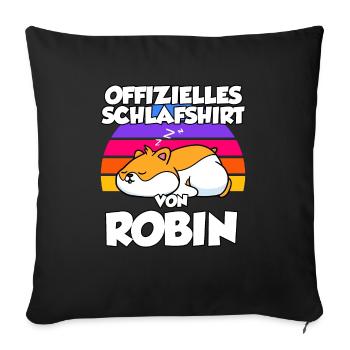 Offizielles Schlafshirt Von Robin - Sofakissenbezug 45 x 45 cm - Schwarz - Vorne