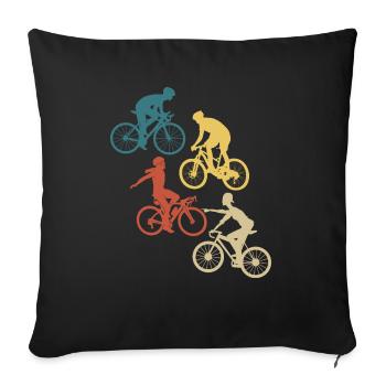 vélo rétro vintage - Housse de coussin décorative 45 x 45 cm - noir - Devant