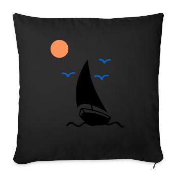 Sailboat 02 - Sofa pillowcase 17,3'' x 17,3'' (45 x 45 cm) - black - Front