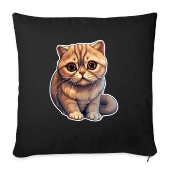 Chat Scottish Fold - Housse de coussin décorative 45 x 45 cm - noir - Devant