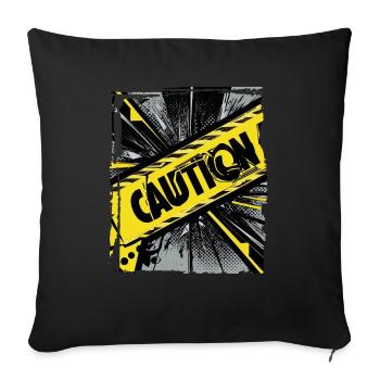 Drôle Tendance Noir Jaune Avertissement Ruban Avertissement - Housse de coussin décorative 45 x 45 cm - noir - Devant
