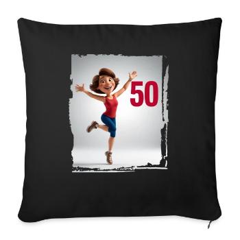Femme heureuse dans ses 50 ans - Housse de coussin décorative 45 x 45 cm - noir - Devant