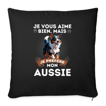 BERGER AUSTRALIEN AUSSIE CHIEN DOUX - Housse de coussin décorative 45 x 45 cm - noir - Devant