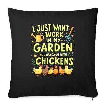 garten hühner - Sofakissenbezug 45 x 45 cm - Schwarz - Vorne