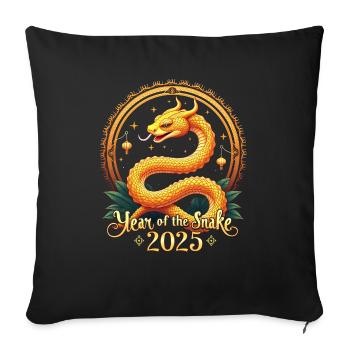 Nouvel An Chinois - Serpent 2025 - Housse de coussin décorative 45 x 45 cm - noir - Devant