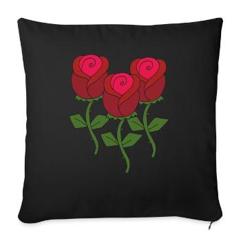 Roses triple - Sofa pillowcase 17,3'' x 17,3'' (45 x 45 cm) - black - Front