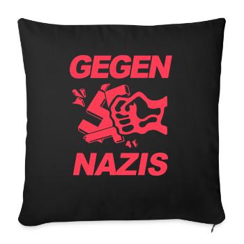 FCK NZS - Zeichen setzen gegen Rechts, Gegen Nazis - Sofakissenbezug 45 x 45 cm - Schwarz - Vorne