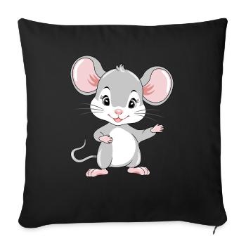 Welcoming cute baby mouse - Sofa pillowcase 17,3'' x 17,3'' (45 x 45 cm) - black - Front