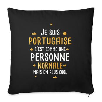 Portugaise cadeau drôle femme fête des mères - Housse de coussin décorative 45 x 45 cm - noir - Devant
