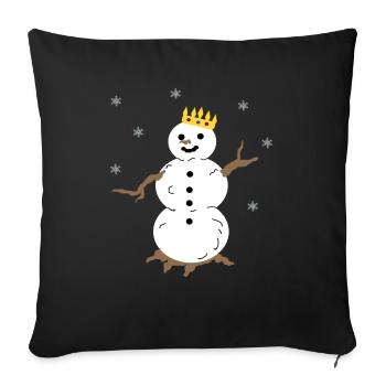 Il neige autour du roi des bonhommes de neige - Housse de coussin décorative 45 x 45 cm - noir - Devant