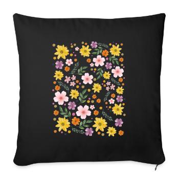 Aquarell Blumenzauber Muster - Sofakissenbezug 45 x 45 cm - Schwarz - Vorne