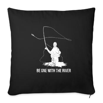 Fly fishing fishing fish angler fishing gift - Sofa pillowcase 17,3'' x 17,3'' (45 x 45 cm) - black - Front