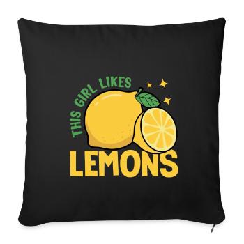 Girl Likes Citrons Fruits Limonade d'été - Housse de coussin décorative 45 x 45 cm - noir - Devant