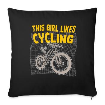 Fille aime le cyclisme, le cardio, le vélo drôle - Housse de coussin décorative 45 x 45 cm - noir - Devant