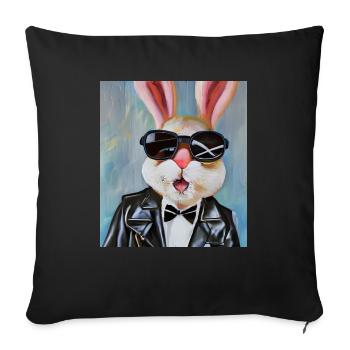 Stylischer Hase - Sofakissenbezug 45 x 45 cm - Schwarz - Vorne