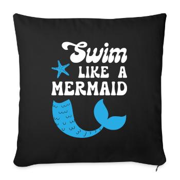 Nager comme une sirène - Housse de coussin décorative 45 x 45 cm - noir - Devant