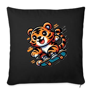 Cute Skater Tiger - Sofa pillowcase 17,3'' x 17,3'' (45 x 45 cm) - black - Front