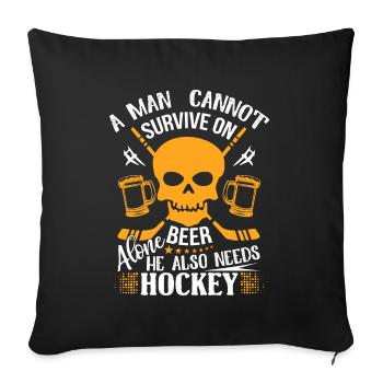 Un homme a besoin de hockey - Housse de coussin décorative 45 x 45 cm - noir - Devant