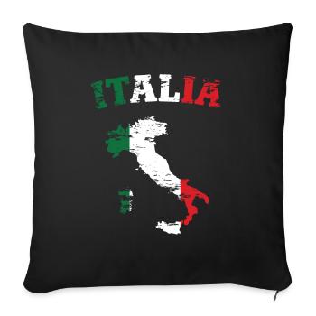 Carte de l’Italie Drapeau utilisé - Housse de coussin décorative 45 x 45 cm - noir - Devant