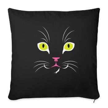 Chats Visage Yeux - Housse de coussin décorative 45 x 45 cm - noir - Devant