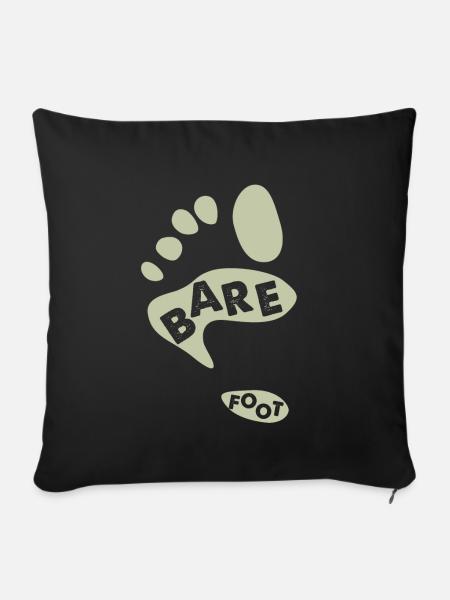 Barefoot Barfuß Fußabdruck - Sofakissenbezug 45 x 45 cm - Schwarz
