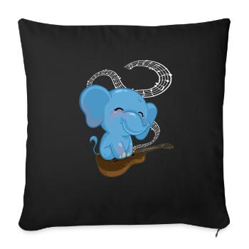 Blue elephant with guitar and music band gift - Sofa pillowcase 17,3'' x 17,3'' (45 x 45 cm) - black - Front