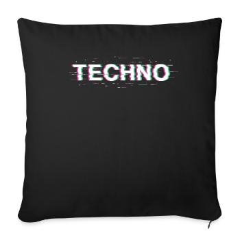 Techno 3D Rave Festival - Sofa pillowcase 17,3'' x 17,3'' (45 x 45 cm) - black - Front