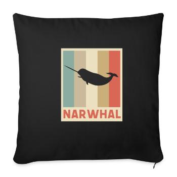 Narwhal unicorn marine unicorn whale narwhal gift - Sofa pillowcase 17,3'' x 17,3'' (45 x 45 cm) - black - Front